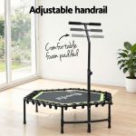 everfit 48inch hexagon fitness trampoline rebounder adjustable handrail green