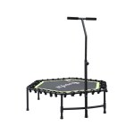 everfit 48inch hexagon fitness trampoline rebounder adjustable handrail green