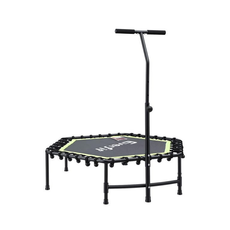 everfit 48inch hexagon fitness trampoline rebounder adjustable handrail green