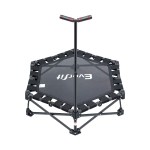 everfit fitness foldable trampoline rebounder adjustable handle indoor exercise black