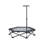 everfit fitness foldable trampoline rebounder adjustable handle indoor exercise black