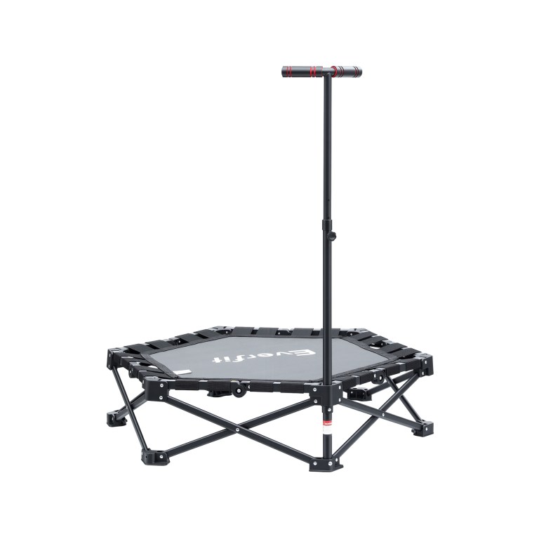 everfit fitness foldable trampoline rebounder adjustable handle indoor exercise black