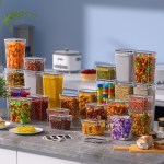 airtight food storage containers with lids, 8 pcs kitchen and pantry organization canisters, bpa free, pvc free, food grade plastic leak proof jars for cereal, flour, sugar, extra 8 labels & marker airtight food storage containers with lids, 8 pcs kitchen and pantry organization canisters, bpa free, pvc free, food grade plastic leak proof jars for cereal, flour, sugar, extra 8 labels & marker