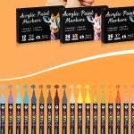 36 pack dual tip acrylic paint markers, 72 colors double brush tips, dual color acrylic paint pens suitable for use on various surfaces by adults: stone, wood, rock, canvas, plastic, glass, ceramic, and more.