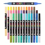 36 pack dual tip acrylic paint markers, 72 colors double brush tips, dual color acrylic paint pens suitable for use on various surfaces by adults: stone, wood, rock, canvas, plastic, glass, ceramic, and more.