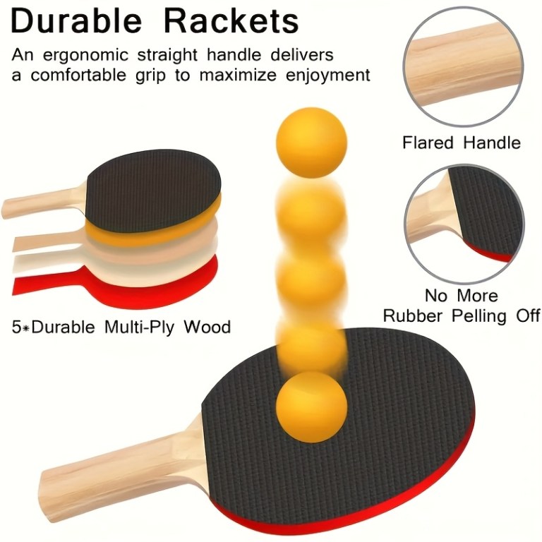 easy to install durable racket: 3 step assembly, 5 layer composite wood, ergonomic non slip grip for long lasting comfortable sports experience easy to install durable racket: 3 step assembly, 5 layer composite wood, ergonomic non slip grip for long lasting comfortable sports experience