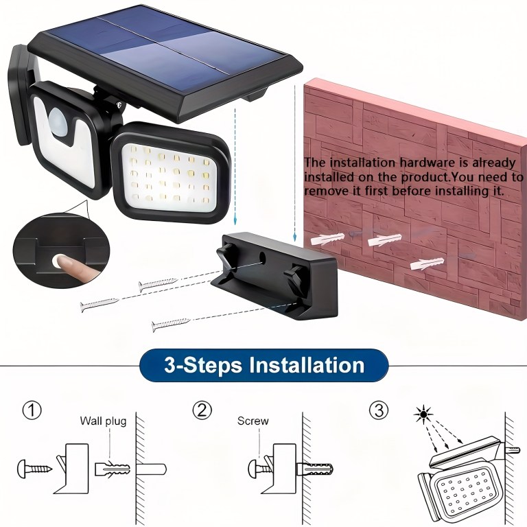 74 led solar motion sensor light, 3 brightness modes outdoor wall light, suitable for front door, yard, garage, patio