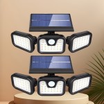 74 led solar motion sensor light, 3 brightness modes outdoor wall light, suitable for front door, yard, garage, patio