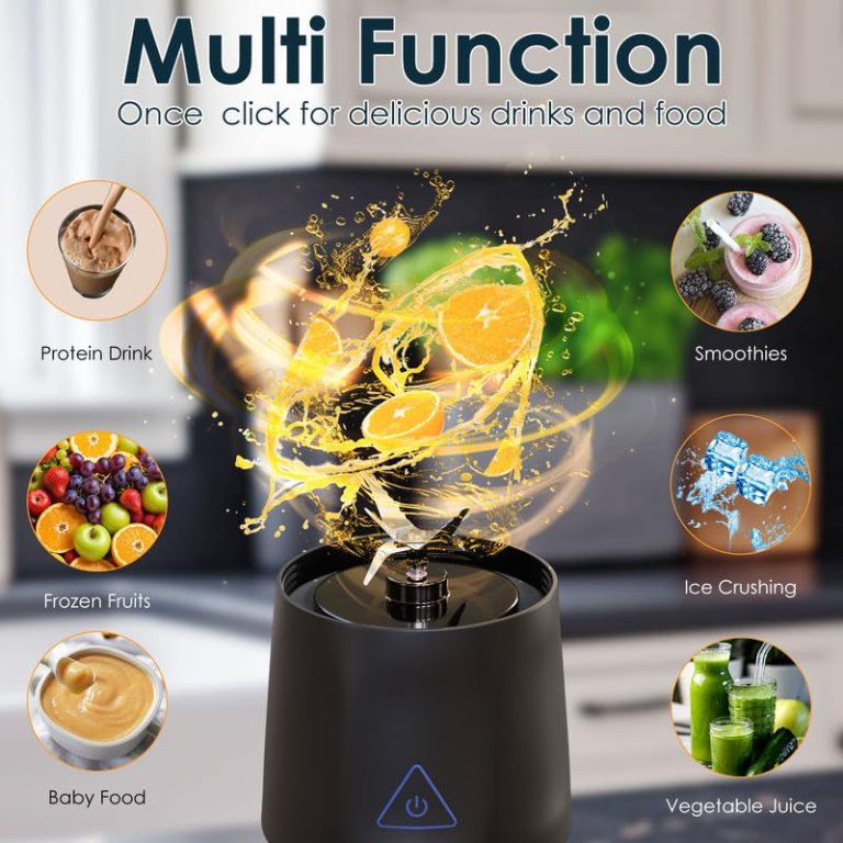 portable blender with 360w motor – wireless 24oz juicer, usb c rechargeable, self cleaning, 6 blade, bpa free (black) | other colors available in store