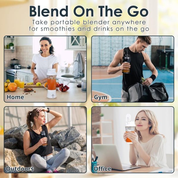 portable blender with 360w motor – wireless 24oz juicer, usb c rechargeable, self cleaning, 6 blade, bpa free (black) | other colors available in store