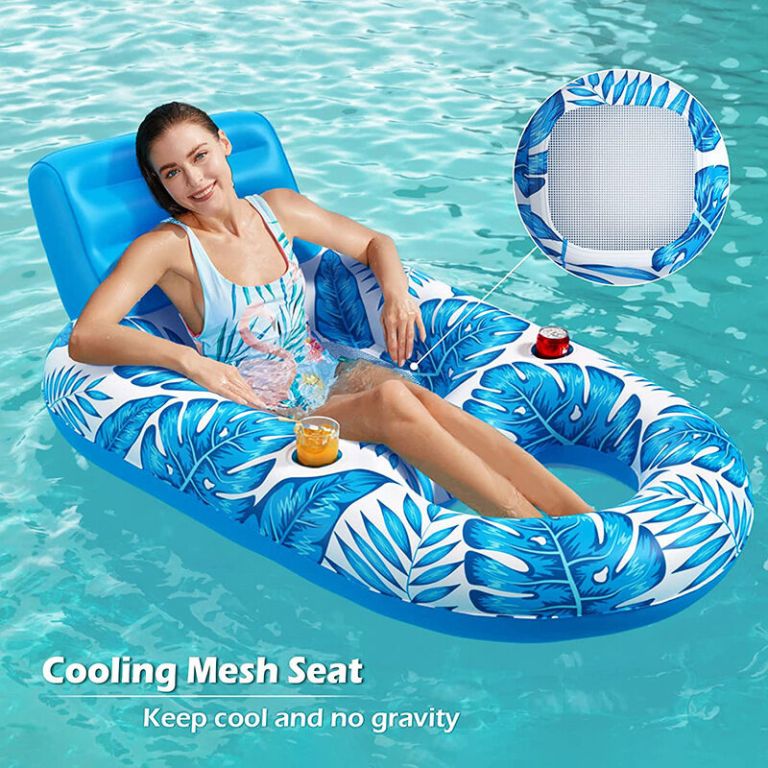 inflatable pool lounger float with backrest & cup holders – u shaped floating chair for pool, lake, beach (blue) inflatable pool lounger float with backrest & cup holders – u shaped floating chair for pool, lake, beach (blue)