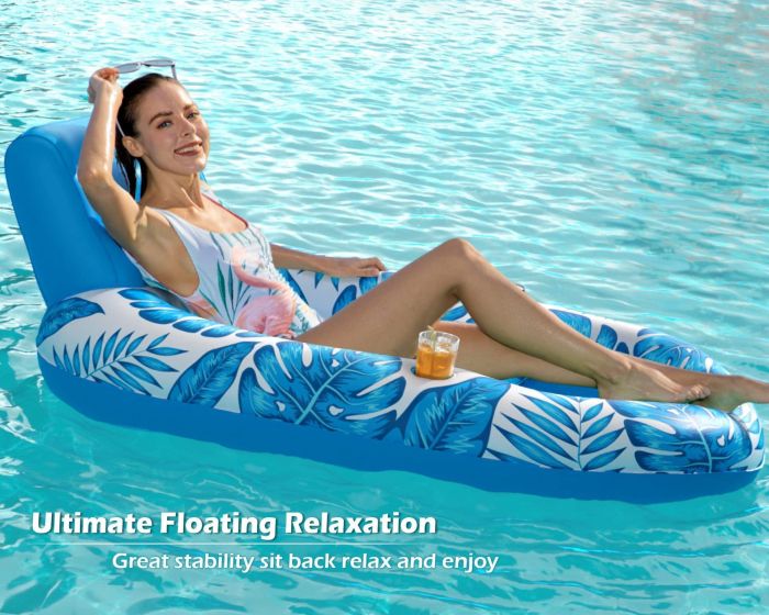 inflatable pool lounger float with backrest & cup holders – u shaped floating chair for pool, lake, beach (blue) inflatable pool lounger float with backrest & cup holders – u shaped floating chair for pool, lake, beach (blue)