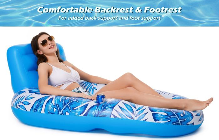 inflatable pool lounger float with backrest & cup holders – u shaped floating chair for pool, lake, beach (blue) inflatable pool lounger float with backrest & cup holders – u shaped floating chair for pool, lake, beach (blue)