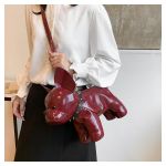 french bulldog shaped bag – cute animal crossbody shoulder bag with adjustable strap, pu leather dog backpack for women, fashion statement accessory (red)