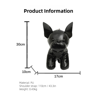 french bulldog shaped bag – cute animal crossbody shoulder bag with adjustable strap, pu leather dog backpack for women, fashion statement accessory (brown)