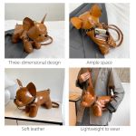 french bulldog shaped bag – cute animal crossbody shoulder bag with adjustable strap, pu leather dog backpack for women, fashion statement accessory (brown)
