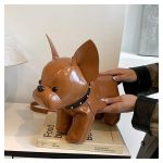 french bulldog shaped bag – cute animal crossbody shoulder bag with adjustable strap, pu leather dog backpack for women, fashion statement accessory (brown)