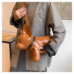 french bulldog shaped bag – cute animal crossbody shoulder bag with adjustable strap, pu leather dog backpack for women, fashion statement accessory (brown)