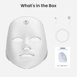 7 color facial light mask for home skincare – rechargeable led beauty device with 270 leds, one touch control & auto timer (black with gold trim) | other colors available in store