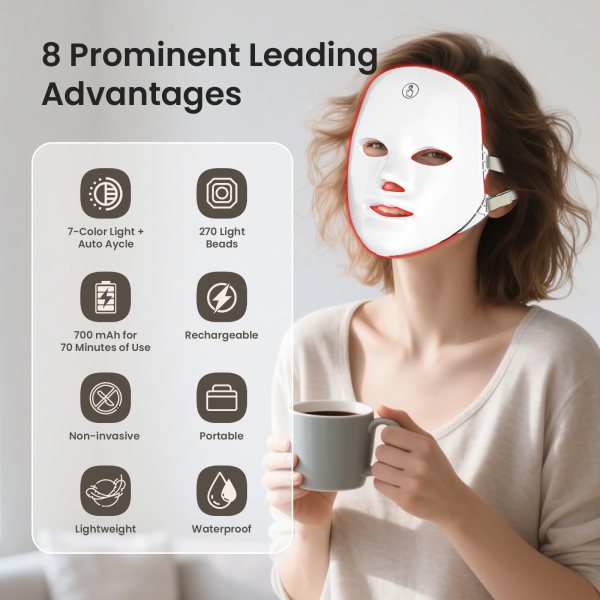 7 color facial light mask for home skincare – rechargeable led beauty device with 270 leds, one touch control & auto timer (black with rose gold trim) | other colors available in store 7 color facial light mask for home skincare – rechargeable led beauty device with 270 leds, one touch control & auto timer (black with rose gold trim) | other colors available in store