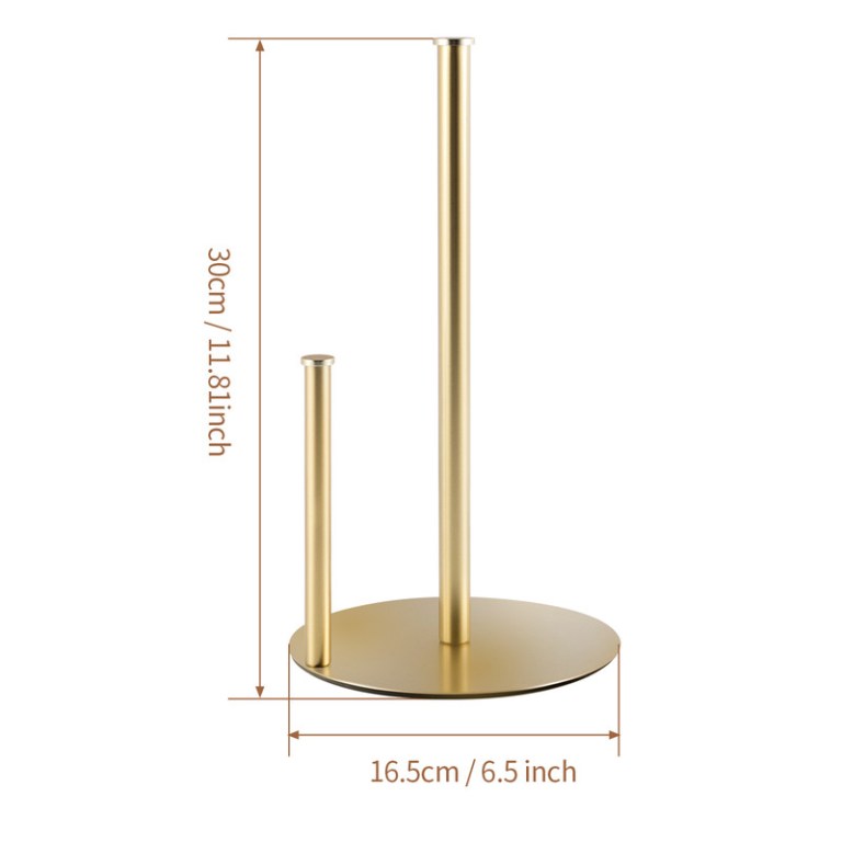 stainless steel double pole paper towel holder gold