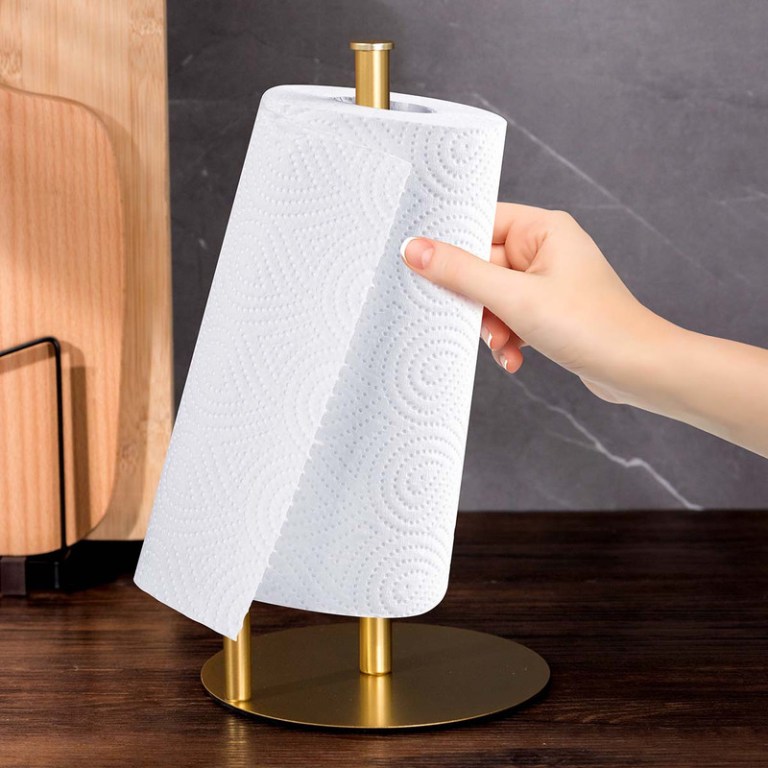 stainless steel double pole paper towel holder gold