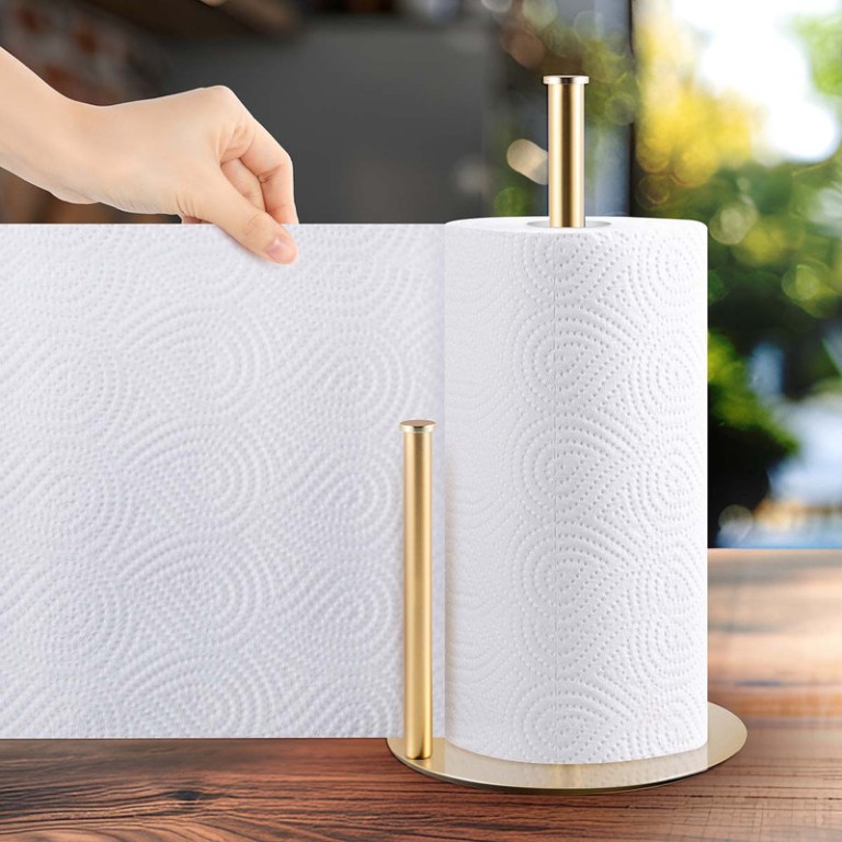 stainless steel double pole paper towel holder gold