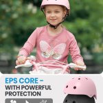 outdoormaster youth & kids bike helmet adjustable multi sports skateboard helmet with removable liners for balance bike, toddler scooter, one wheel hoverboard light pink large