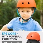 outdoormaster youth & kids bike helmet adjustable multi sports skateboard helmet with removable liners for balance bike, toddler scooter, one wheel hoverboard orange large
