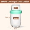 2 pack 16 oz overnight oats containers with lids, dual laryer chia pudding jars with dry and wet separation, yogurt parfait cups for oatmeal cereal nut fruit, meal prep glass jars for salad green