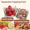 2 pack 16 oz overnight oats containers with lids, dual laryer chia pudding jars with dry and wet separation, yogurt parfait cups for oatmeal cereal nut fruit, meal prep glass jars for salad green