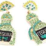 tequila earrings, lime wine bottle dangle earrings big rhinestone sparkly earrings for women dainty fashion crystal earrings for party jewelry gift tequila earrings, lime wine bottle dangle earrings big rhinestone sparkly earrings for women dainty fashion crystal earrings for party jewelry gift