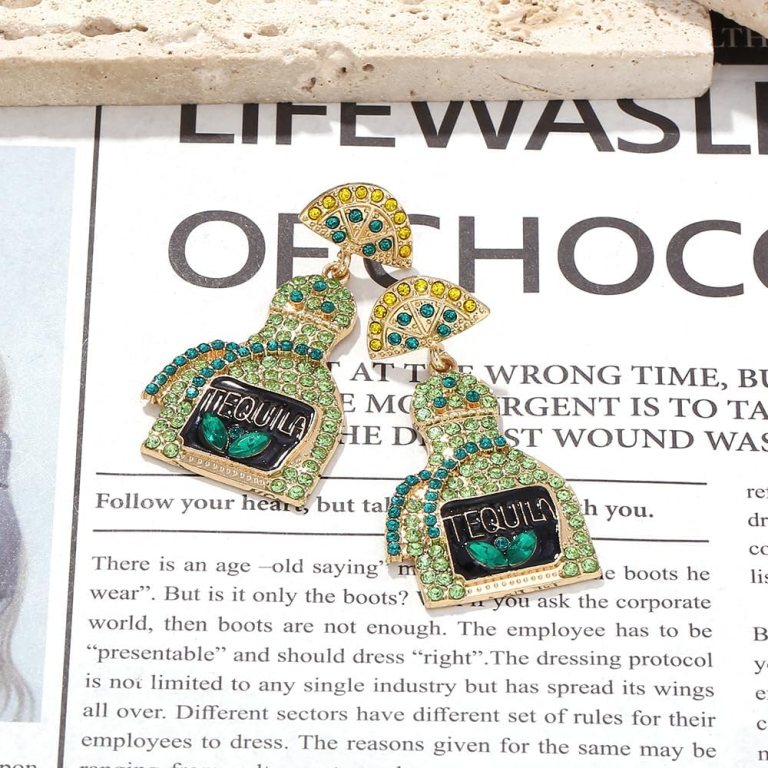 tequila earrings, lime wine bottle dangle earrings big rhinestone sparkly earrings for women dainty fashion crystal earrings for party jewelry gift tequila earrings, lime wine bottle dangle earrings big rhinestone sparkly earrings for women dainty fashion crystal earrings for party jewelry gift