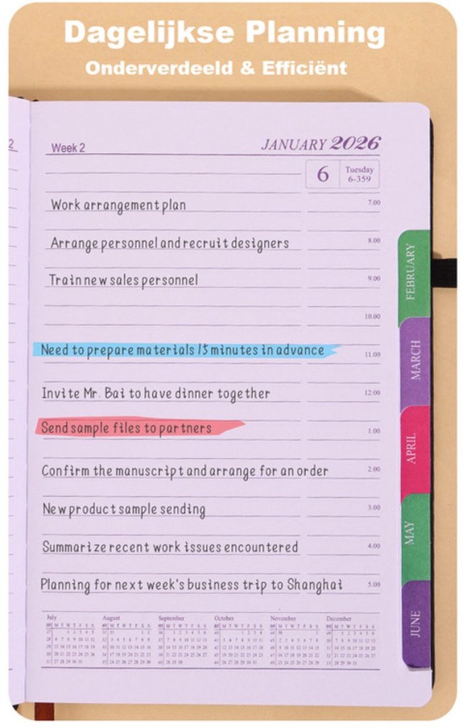 2026 daily planner – 2026 adult agenda – 1 day on 1 page – 365 day planner & notebook – 14.0*20.8cm – pink