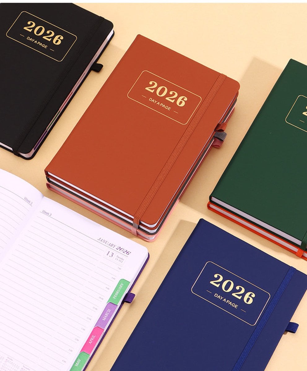 2026 daily planner – 2026 adult agenda – 1 day on 1 page – 365 day planner & notebook – 14.0*20.8cm – pink