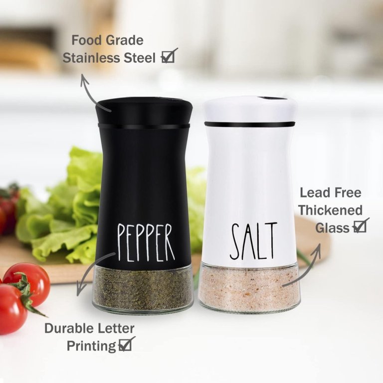 2 piece stainless steel with adjustable spout farmhouse style salt and pepper shaker 2 piece stainless steel with adjustable spout farmhouse style salt and pepper shaker