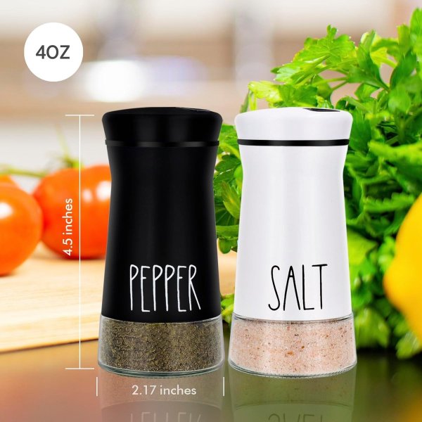 2 piece stainless steel with adjustable spout farmhouse style salt and pepper shaker