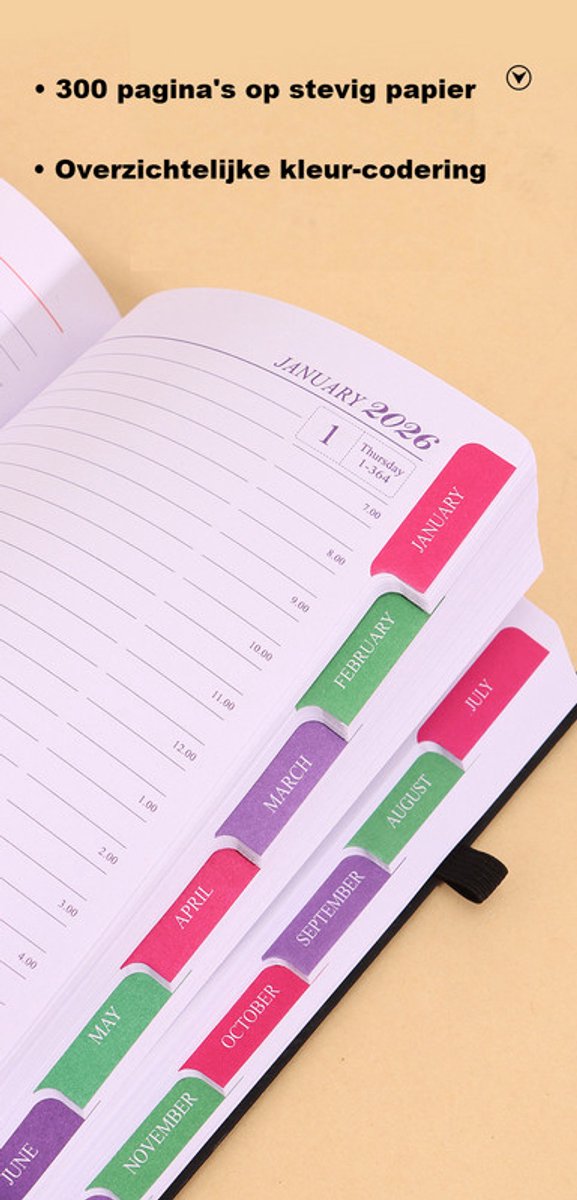 2026 daily planner – 2026 adult agenda – 1 day on 1 page – 365 day planner & notebook – 14.0*20.8cm – brown