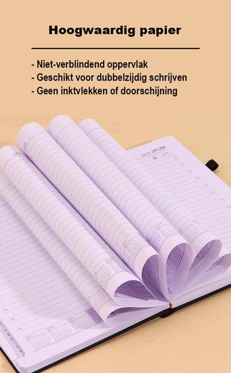 2026 daily planner – 2026 adult agenda – 1 day on 1 page – 365 day planner & notebook – 14.0*20.8cm – brown