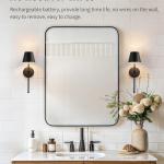 wireless wall lamps 2 pack, led lamps with rechargeable battery, stepless dimmable with remote control