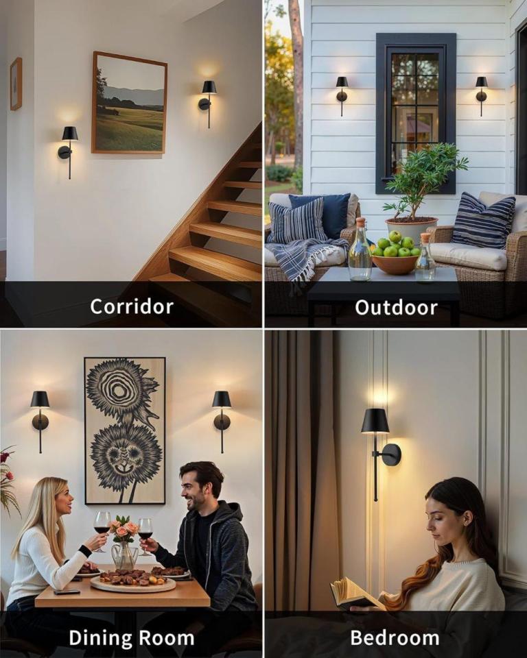 wireless wall lamps 2 pack, led lamps with rechargeable battery, stepless dimmable with remote control