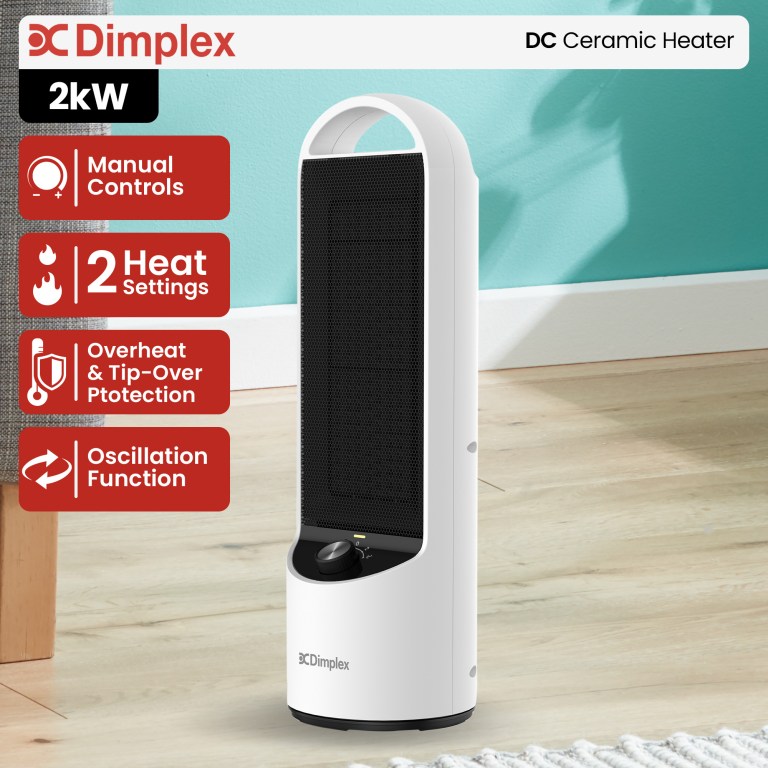 dimplex 2kw personal dc ceramic heater in black and white
