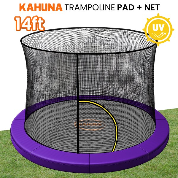 kahuna 14ft trampoline pad and net purple