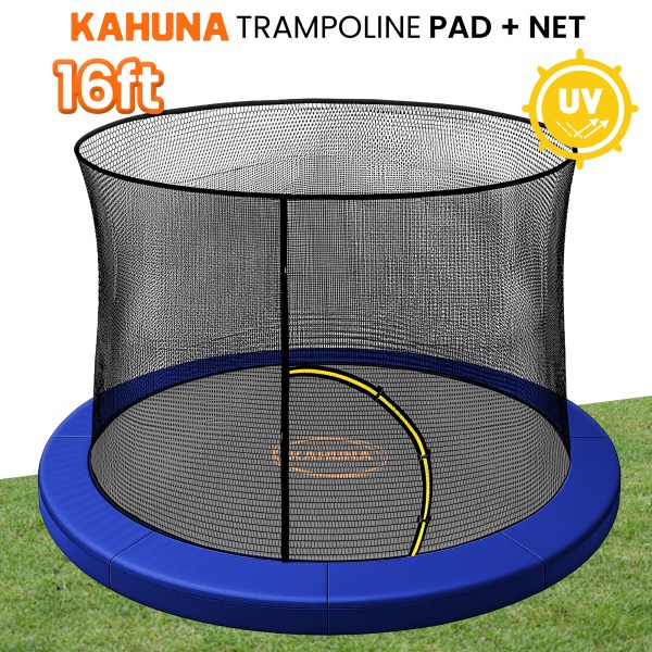 kahuna 16ft trampoline pad and net blue kahuna 16ft trampoline pad and net blue
