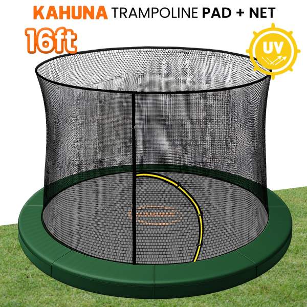 kahuna 16ft trampoline pad and net green kahuna 16ft trampoline pad and net green