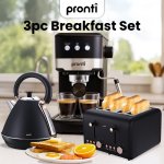 pronti breakfast set with rose gold kettle & toaster with 1.2l espresso machine black pronti breakfast set with rose gold kettle & toaster with 1.2l espresso machine black