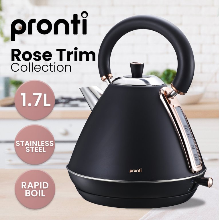 pronti breakfast set with rose gold kettle & toaster with 1.2l espresso machine black pronti breakfast set with rose gold kettle & toaster with 1.2l espresso machine black