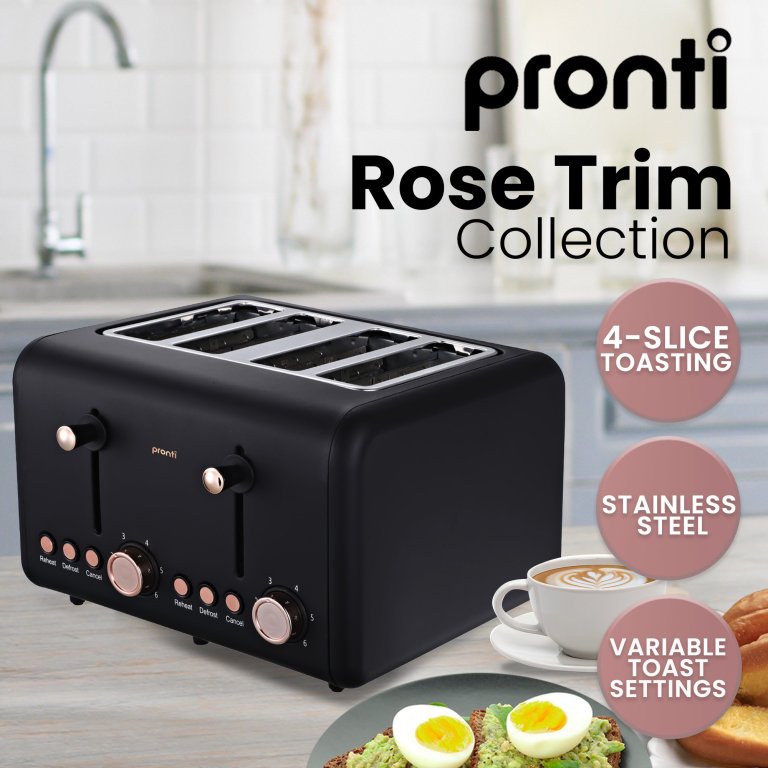 pronti breakfast set with rose gold kettle & toaster with 1.2l espresso machine black pronti breakfast set with rose gold kettle & toaster with 1.2l espresso machine black