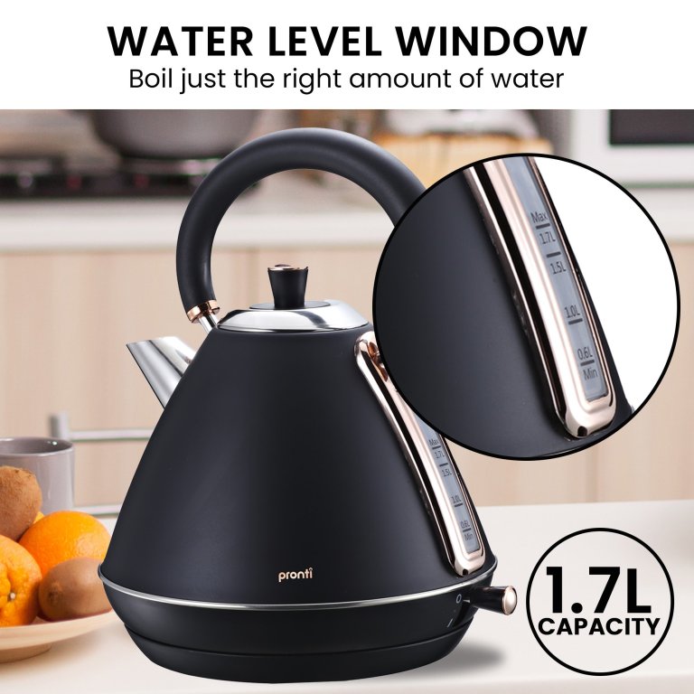 pronti breakfast set with rose gold kettle & toaster with 1.2l espresso machine black pronti breakfast set with rose gold kettle & toaster with 1.2l espresso machine black