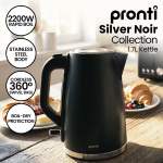 pronti silver noir collection 1.7l electric kettle
